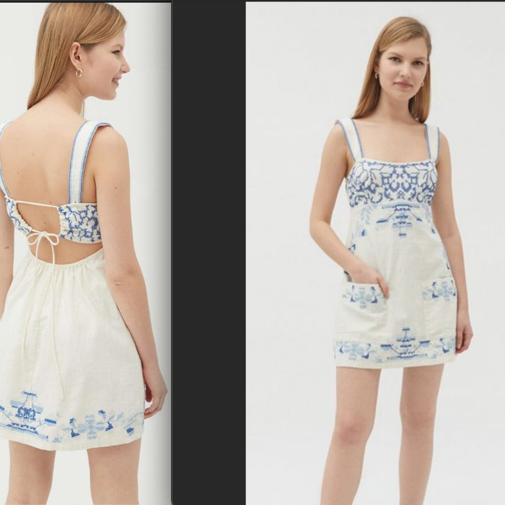 Urban Outfitters Emilia Embroidered Mini Dress